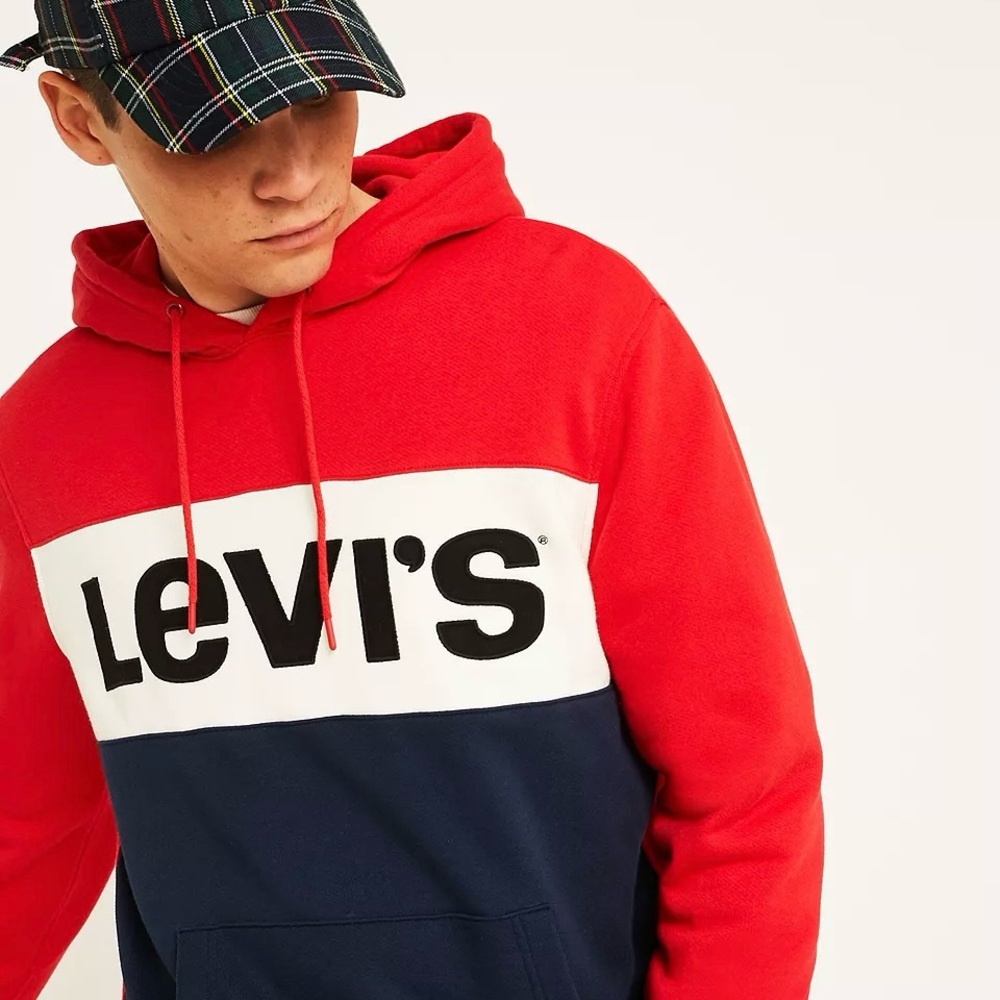 Levi’s Red Colourblock Hoodie Size Large